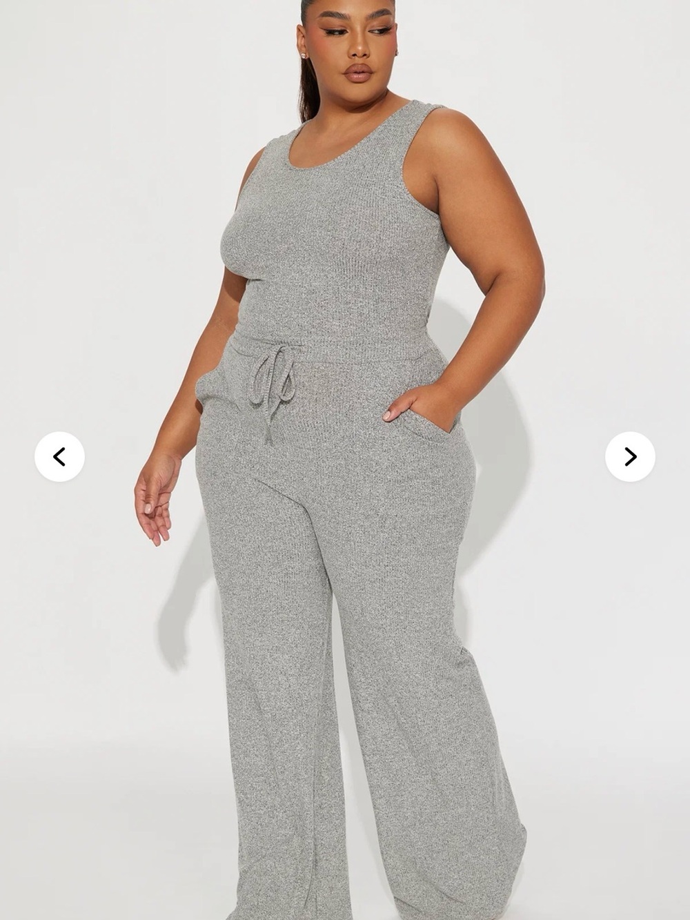 Fashion Nova Plus Size Gray Knit Tank Jumpsuit